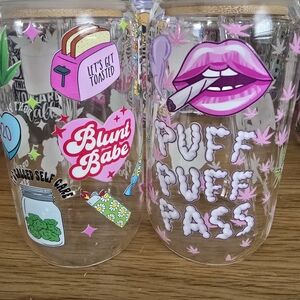Set Of 2 Glass Tumblers 420 Theme